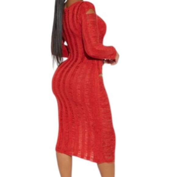 Los Cabos Crochet Midi Dress - Rust (NWT) XL - Picture 4 of 9